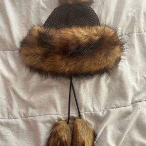 Brown Faux Fur Trimmed Women's Coat